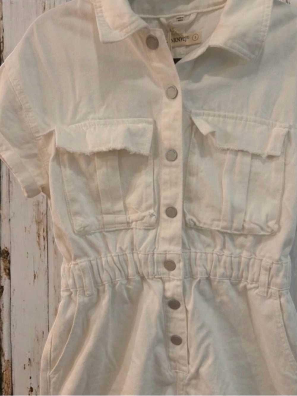 Blank NYC White Utility Short-Sleeve Romper - Picture 7 of 15